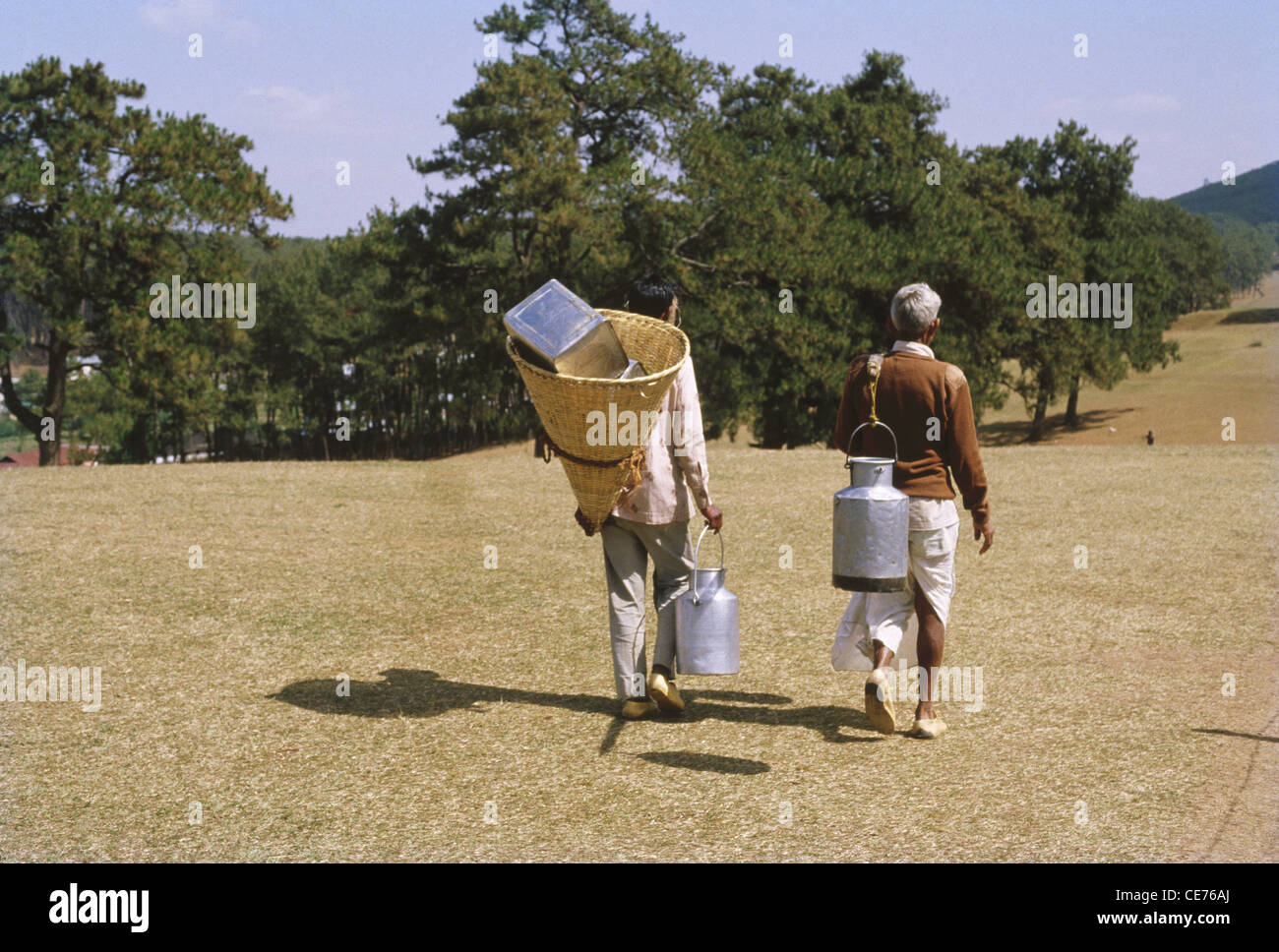 Milkmen che trasporta lattine di latte ; shillong ; meghalaya ; india ; asia Foto Stock