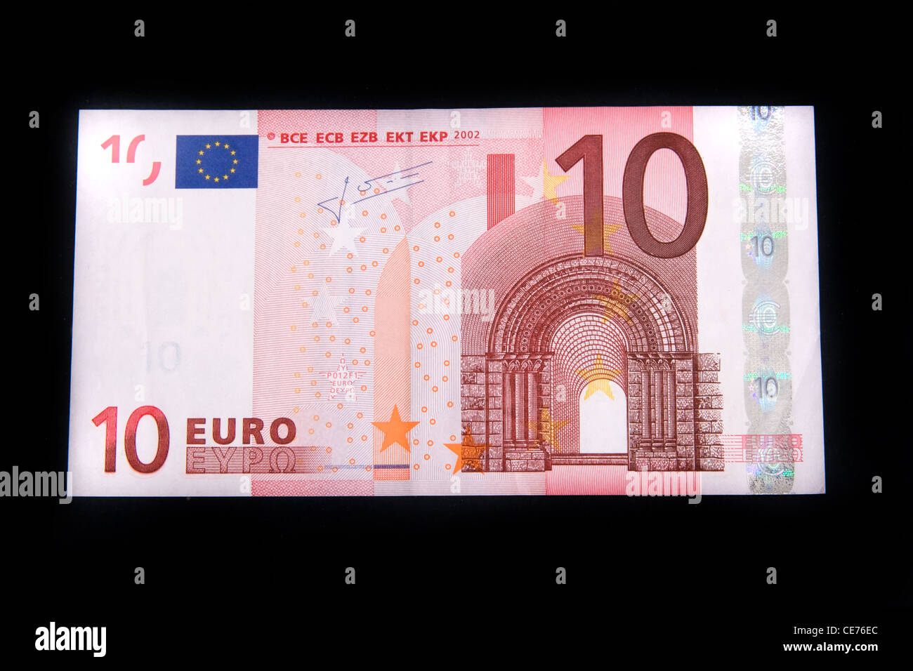Una decina di banconota in Euro. Foto Stock