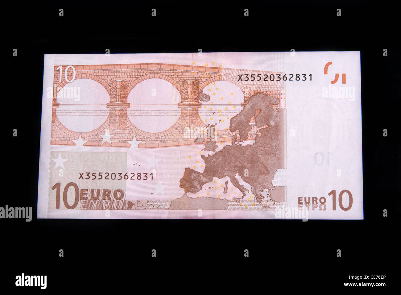 Il retro di una decina di banconota in Euro. Foto Stock