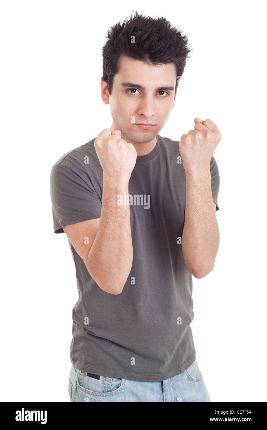 Uomo con la lotta contro l'espressione Foto Stock