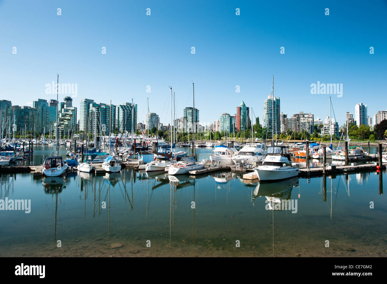 Coal Harbour in Vancouver, vista da Stanley Park, Vancouver, BC, Canada 2011 Foto Stock