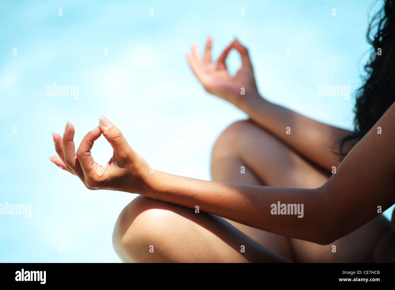 Pratica yoga Foto Stock