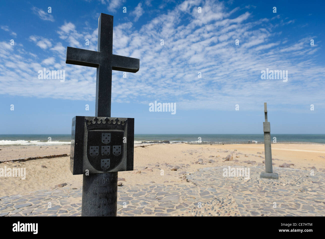 Capo Croce monumento dove il portoghese Diego Câo sbarcati e rivendicato il territorio per il suo paese nel 1486. La Namibia. Foto Stock