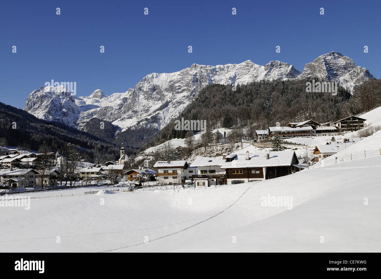Scenic paesaggio di montagna Reiteralpe, Berchtesgadener Alpen, Ramsau, Germania Foto Stock