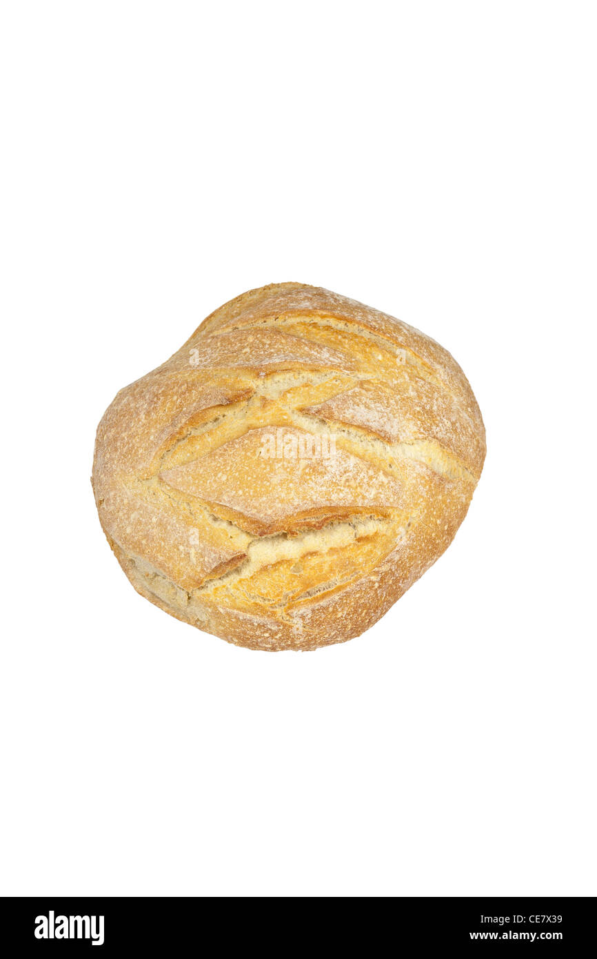 Filone di boule il pane su sfondo bianco Foto Stock