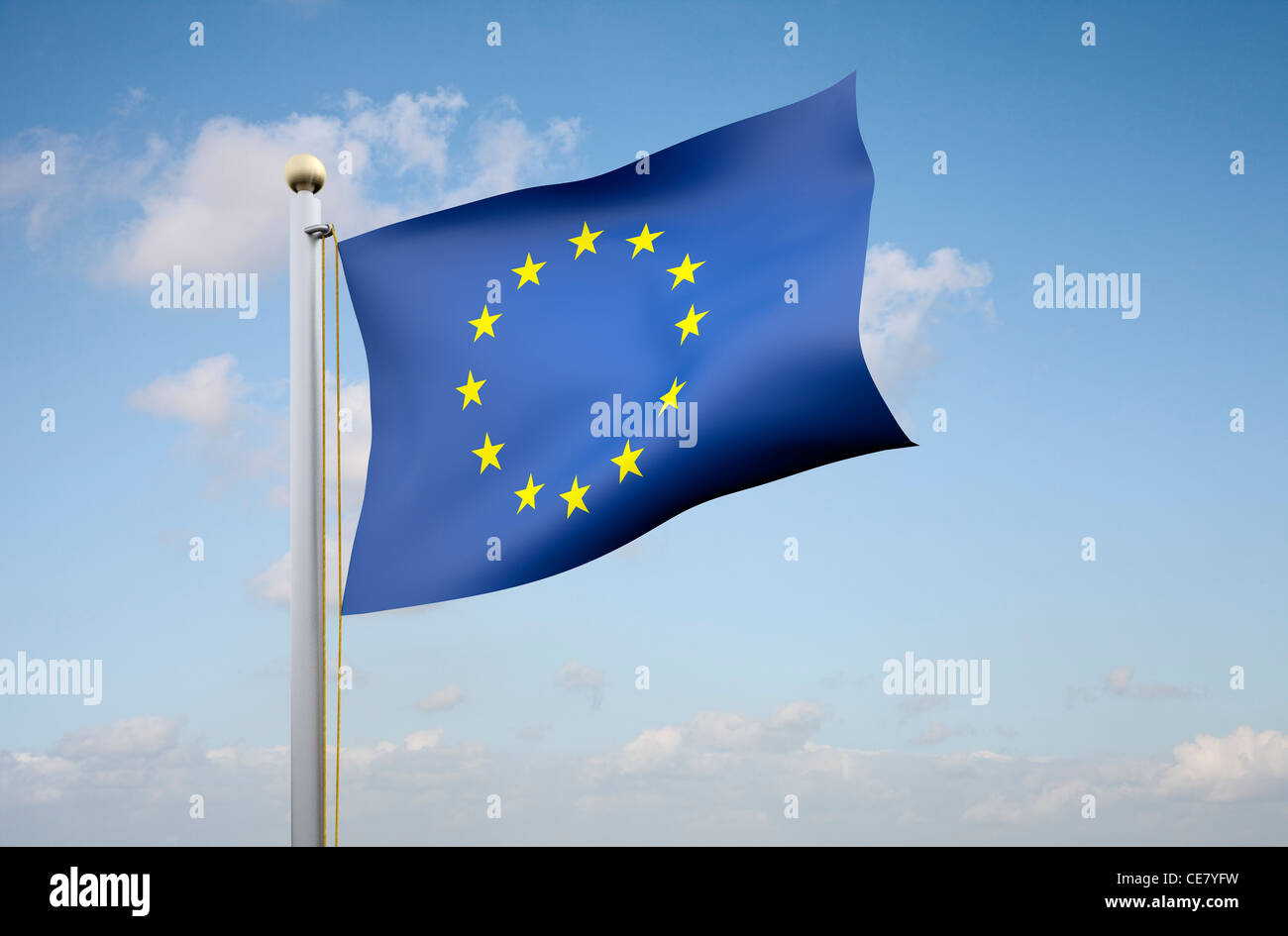 La bandiera dell'Unione europea Foto Stock