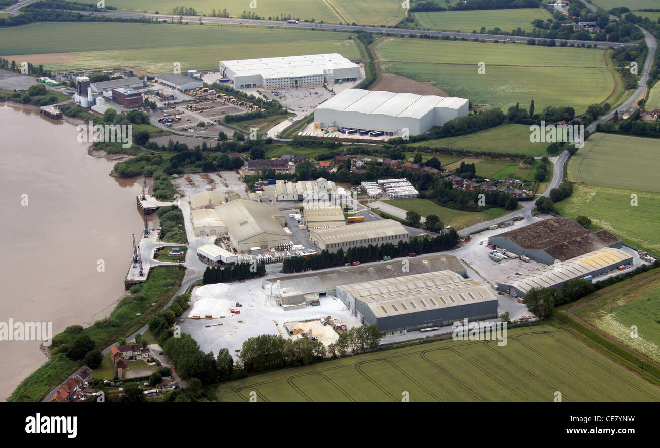 Fotografia aerea dei moli di Howden Dyke, Howden, East Yorkshire Foto Stock