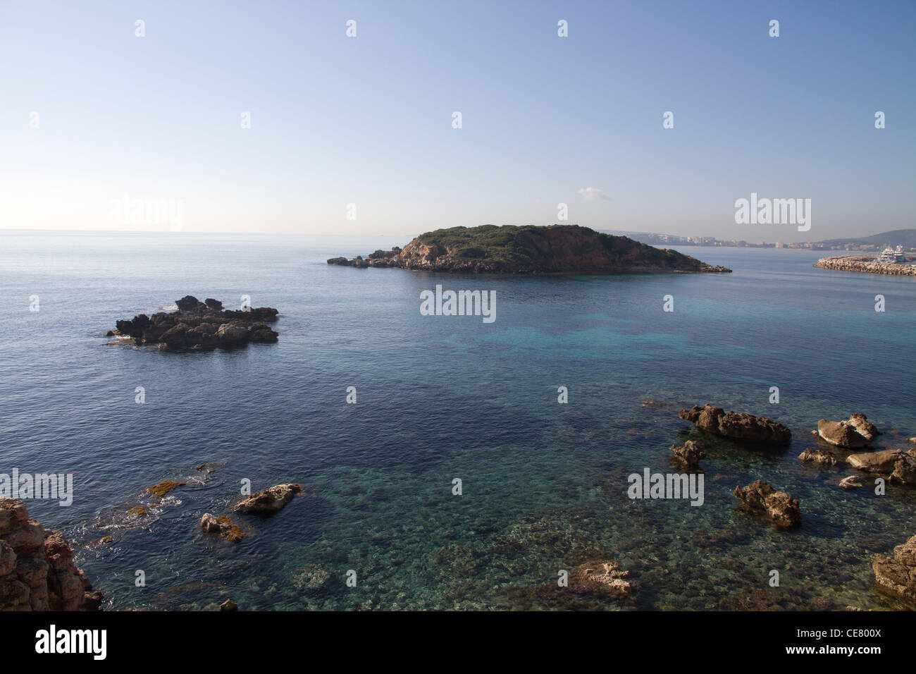Isla d'en Salas, Portals Nous Maiorca Mallorca Calvia isola delle Baleari Spagna Foto Stock