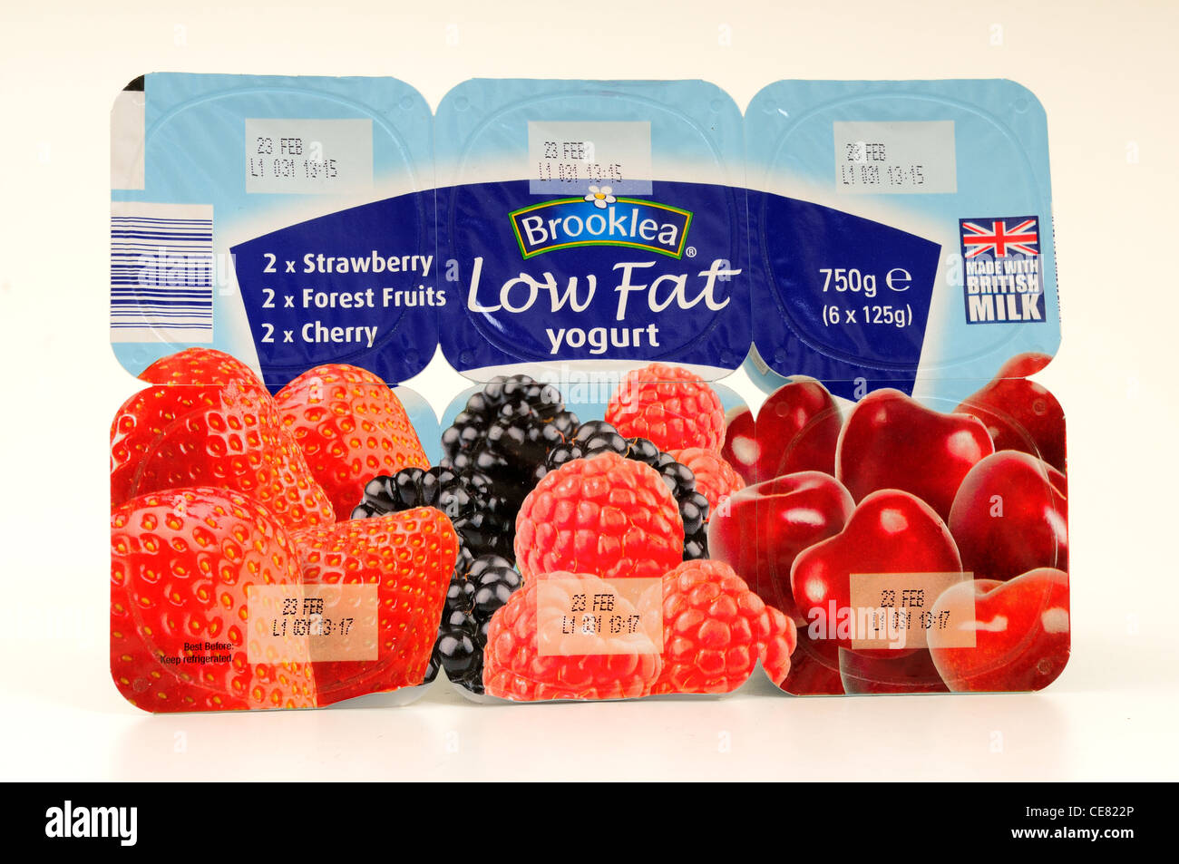 Brooklea yogurt a basso contenuto di grassi di aromi di frutta. Foto Stock