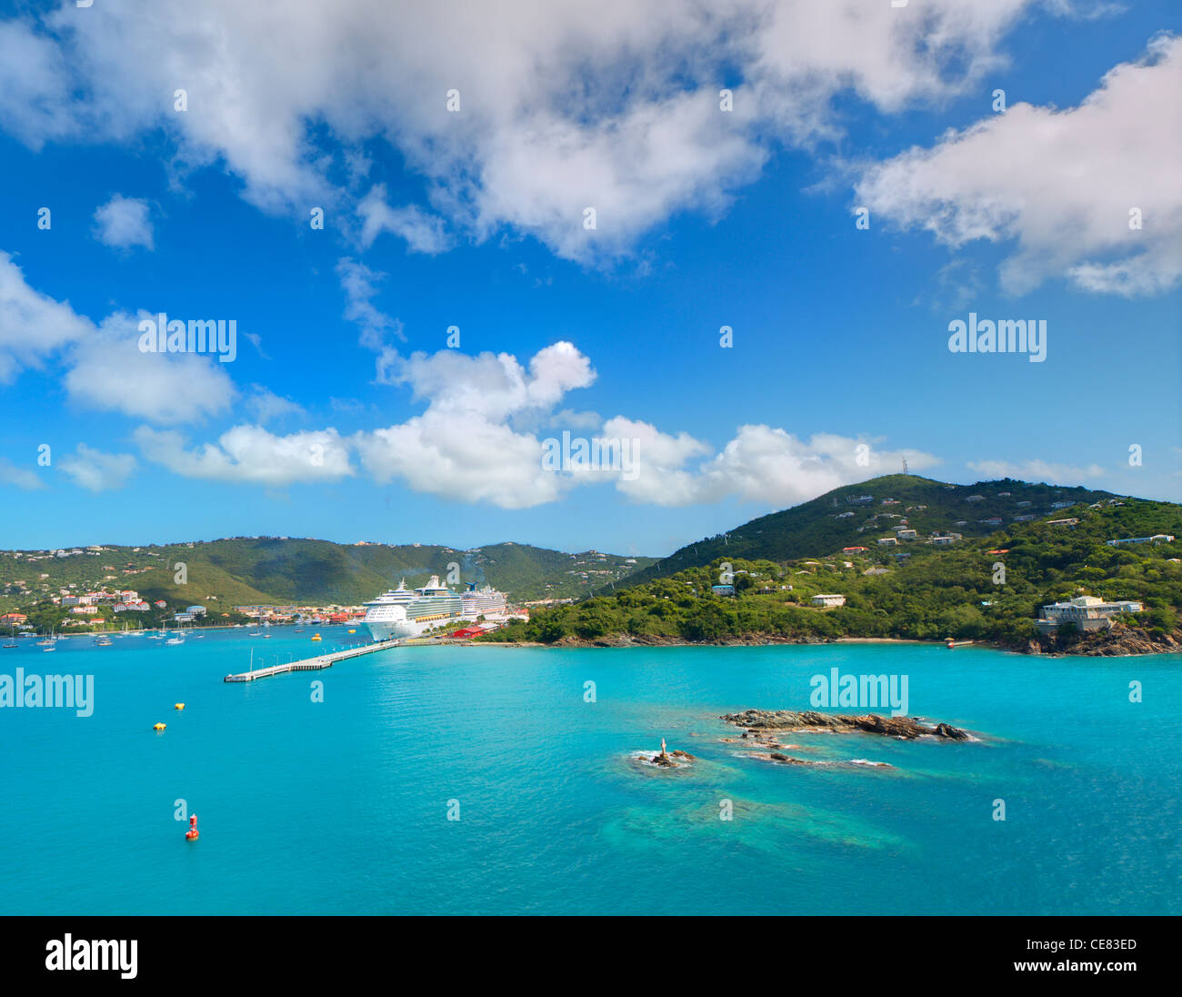 Vista di Charlotte Amalie, san Tommaso, U.S. Isole Vergini. Foto Stock
