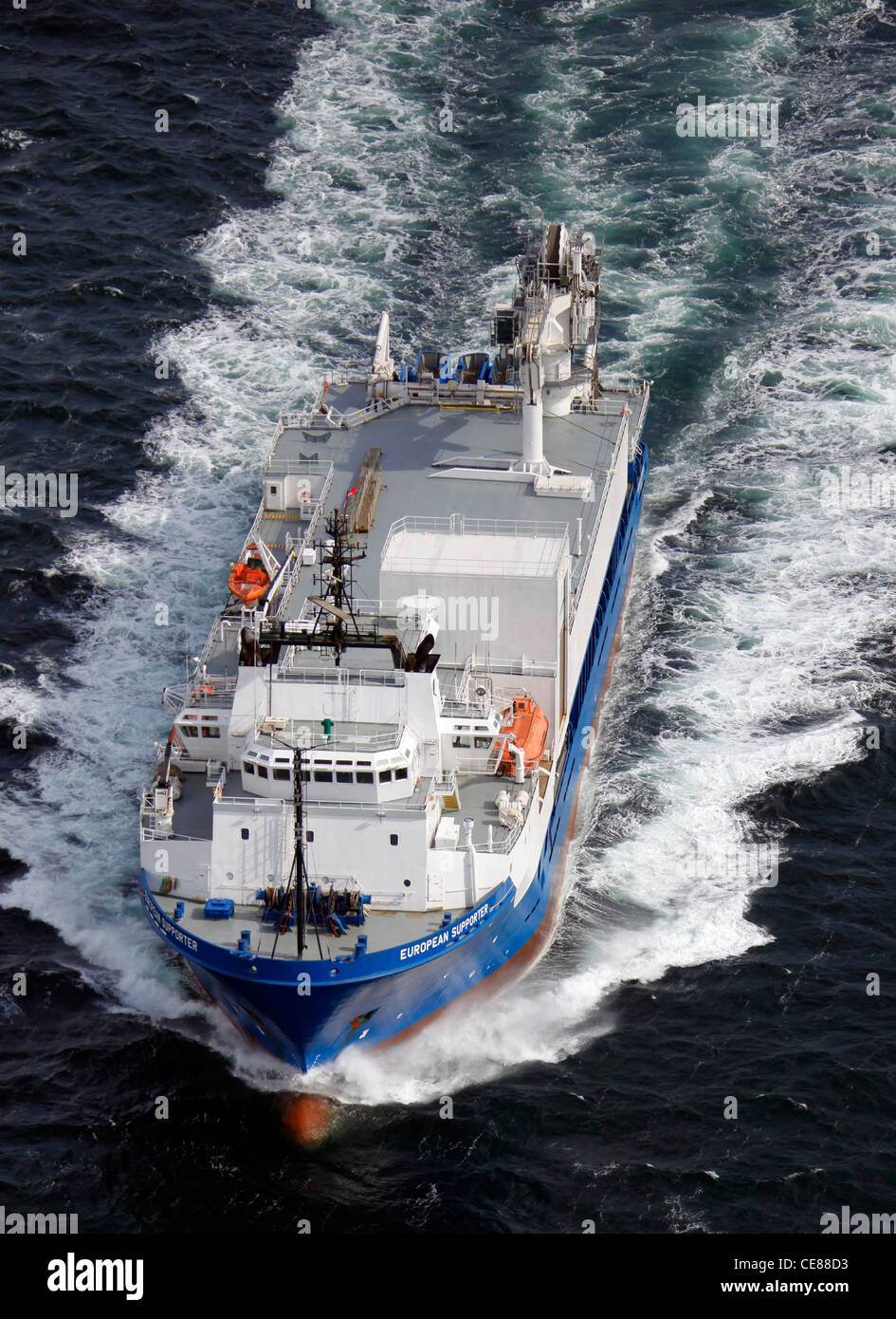 Fotografia aerea della P&O European sostenitore nave nel mare del Nord Foto Stock