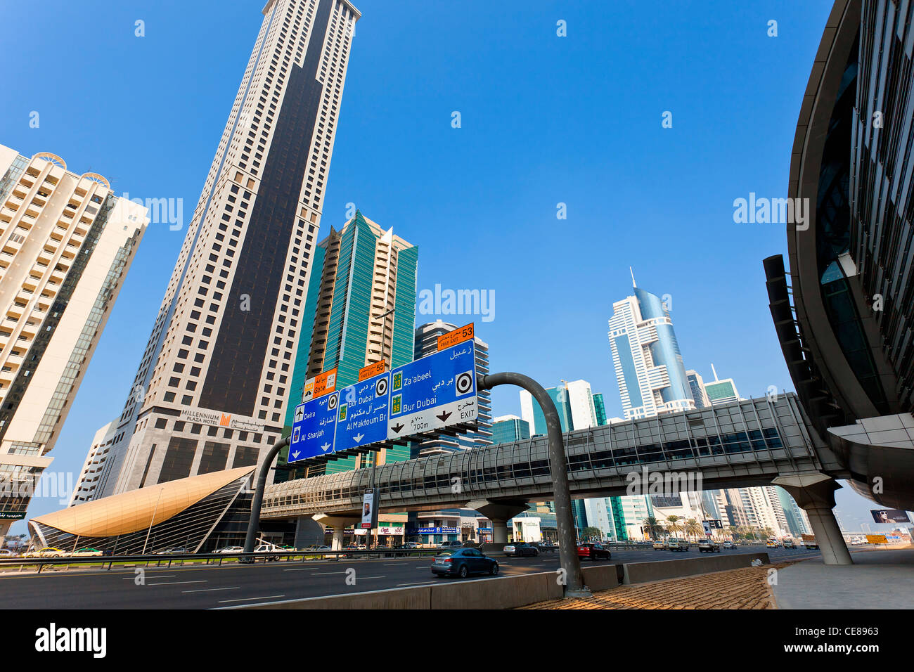 Asia, Arabia, Emirato di Dubai, Dubai Sheikh Zayed Road Foto Stock