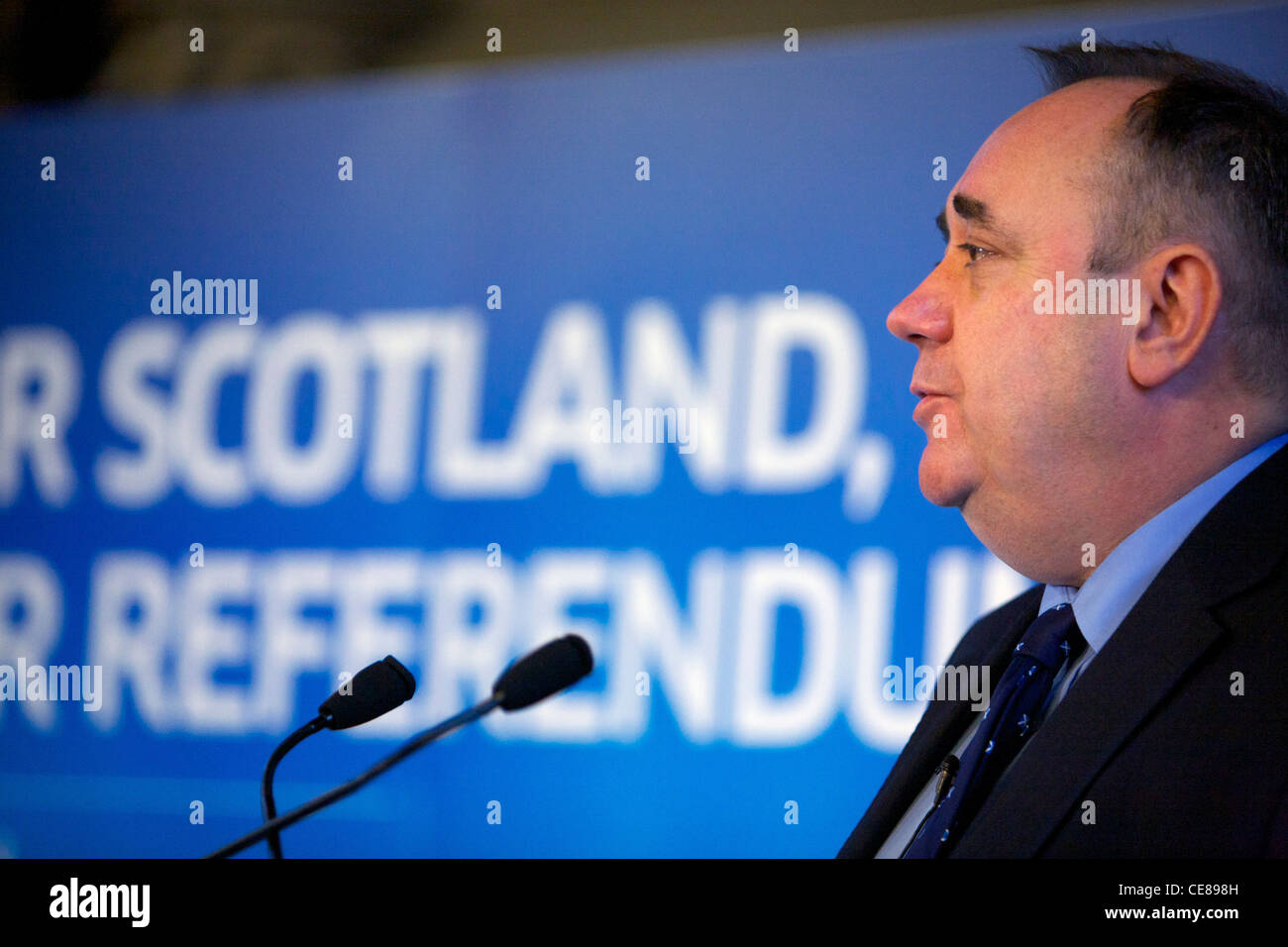 Alex Salmond al referendum scozzese lancio Foto Stock