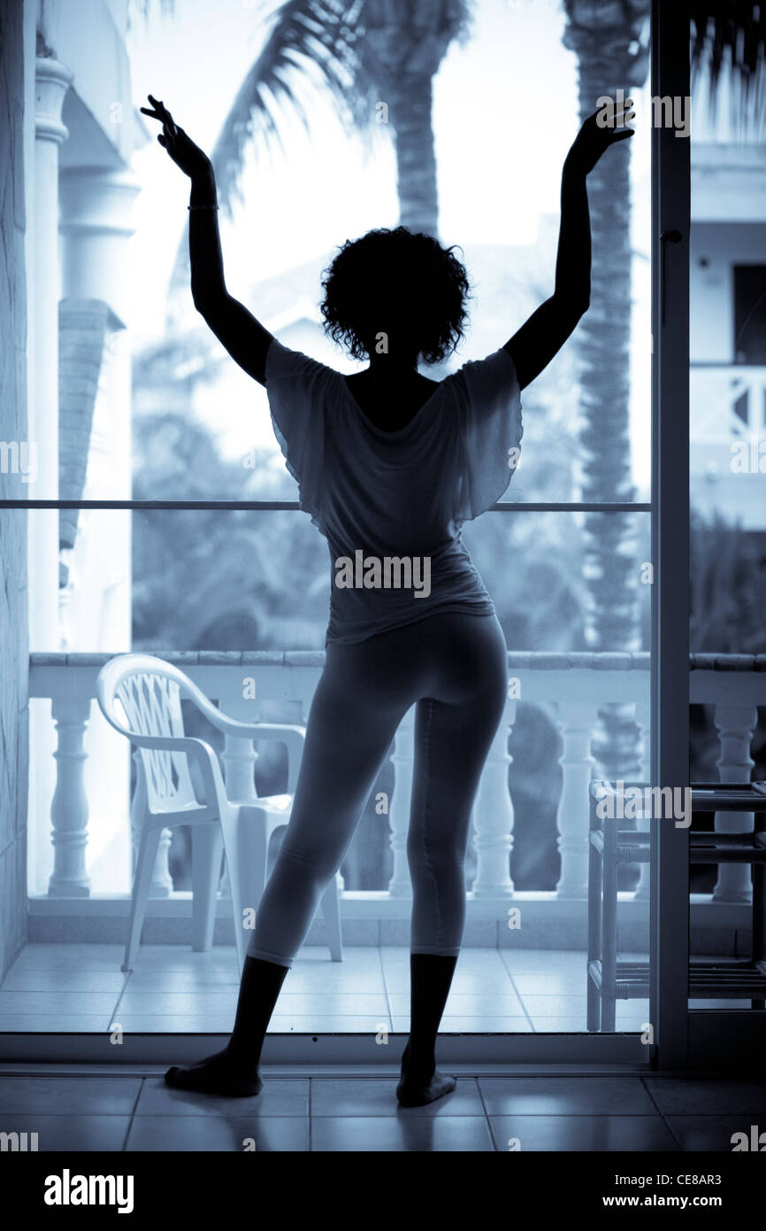 Silhouette di donna Foto Stock