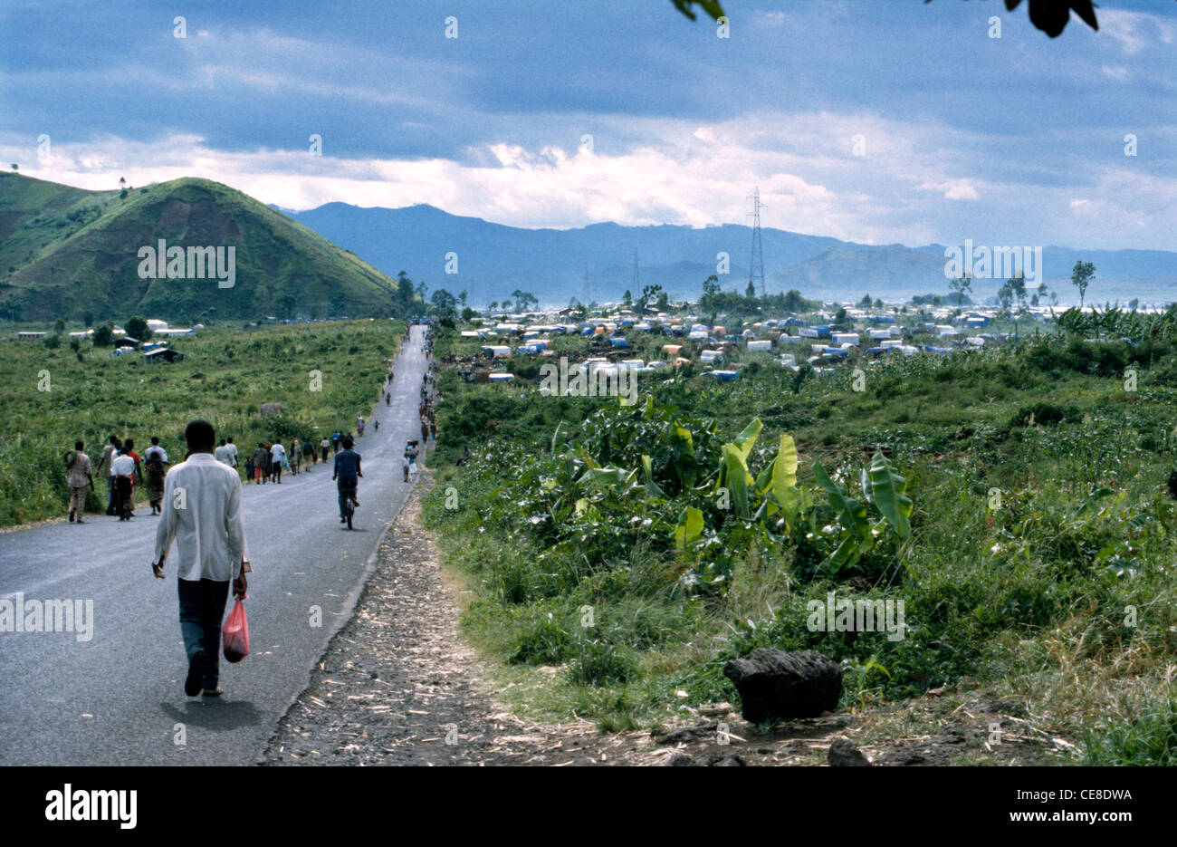Refugee Camp per Goma nella Repubblica democratica del Congo nel 1995. Area utilizzata per alloggiare Hutu ruandesi sono fuggiti dalla guerra civile in Ruanda. Foto Stock