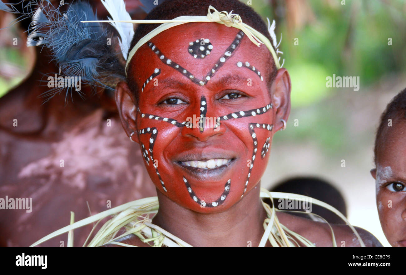 Donna nativo di un villaggio sul fiume Karawari in Papua Nuova Guinea Foto Stock