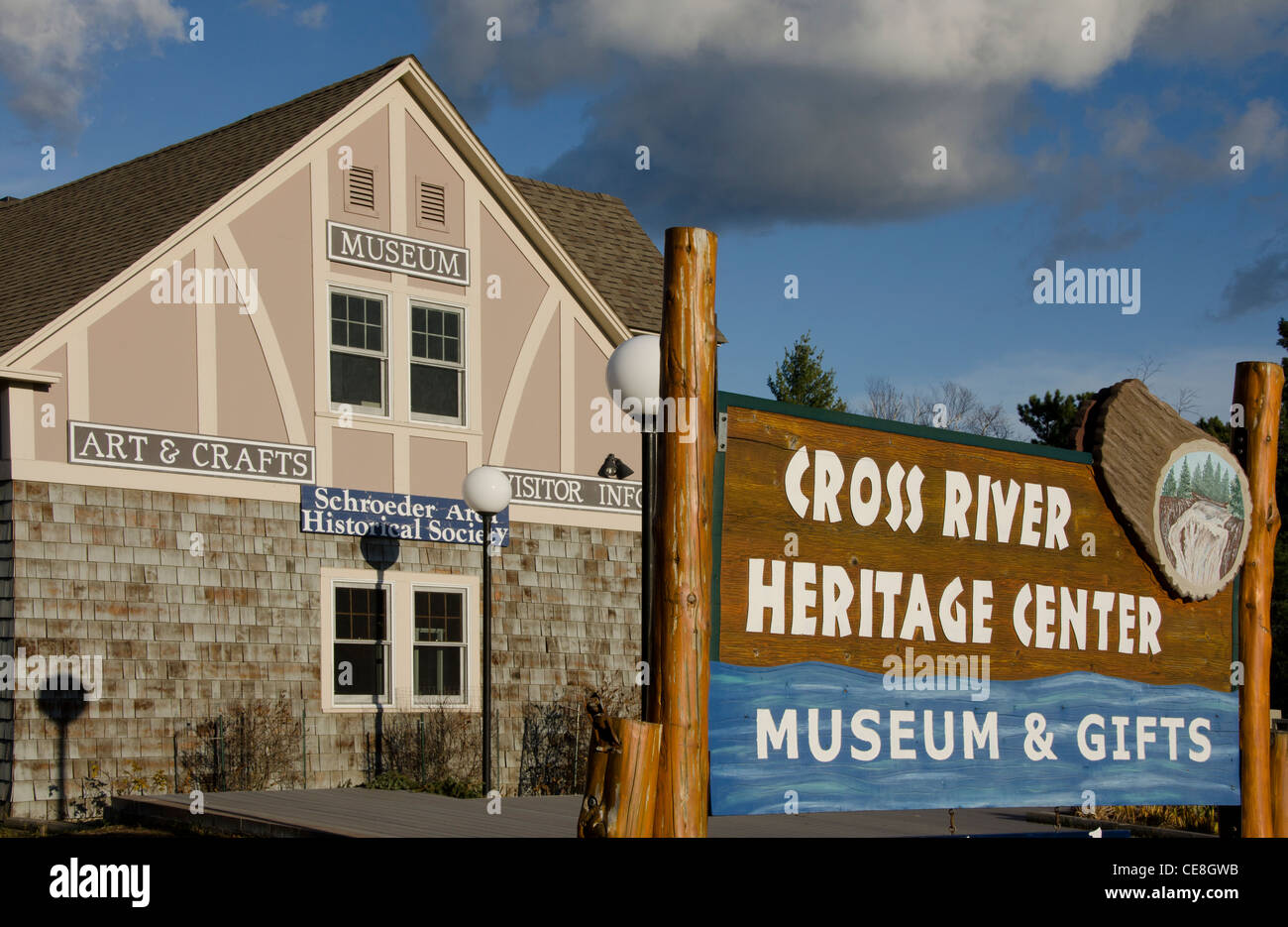 La Cross River Heritage Center a Schroeder, Minnesota Foto Stock