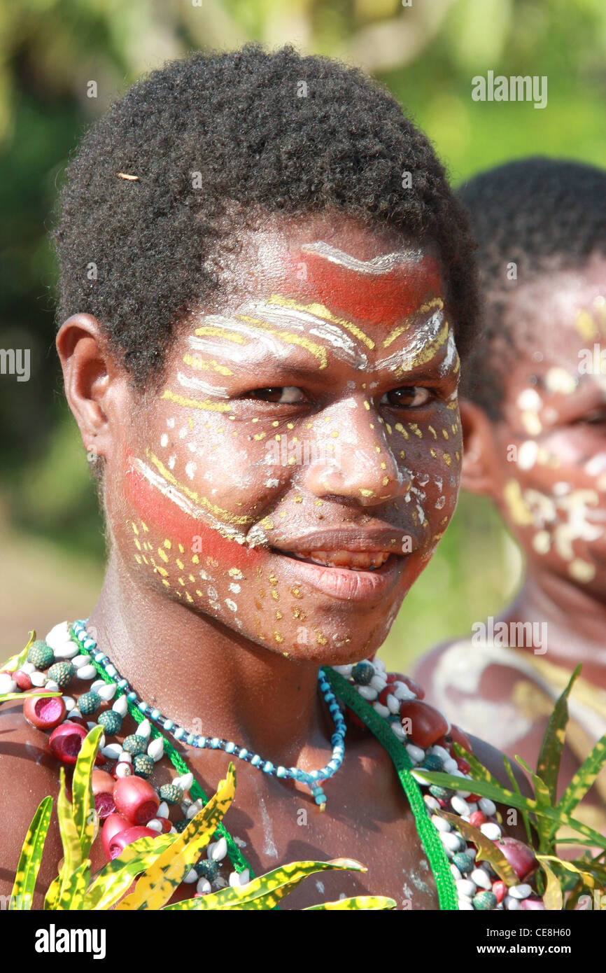 Donna nativo di un villaggio sul fiume Karawari in Papua Nuova Guinea Foto Stock