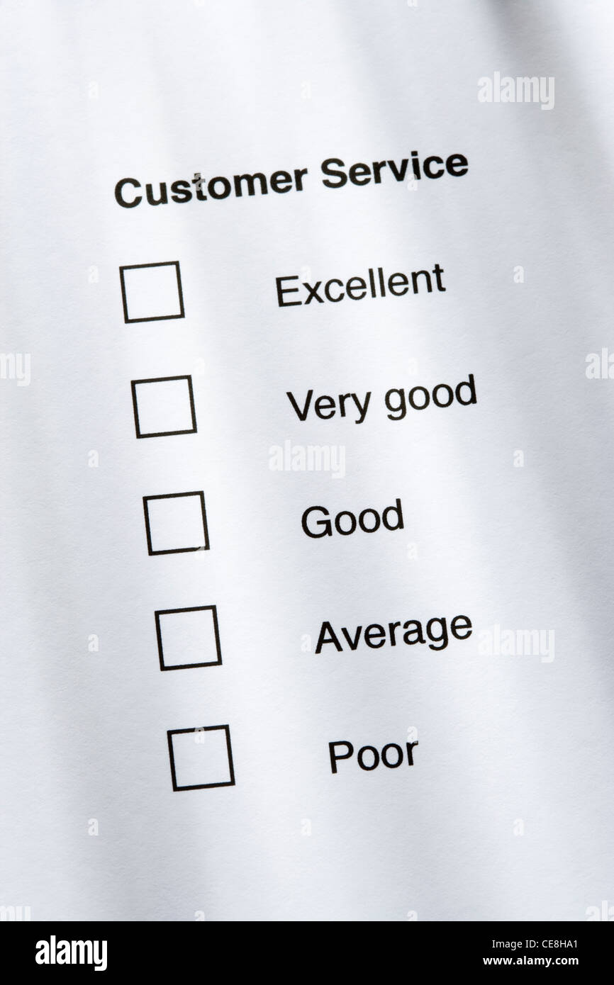 Servizio clienti sondaggio Foto Stock