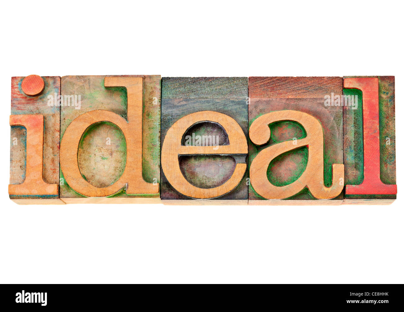 Ideale - parola isolata in rilievografia vintage tipo legno Foto Stock