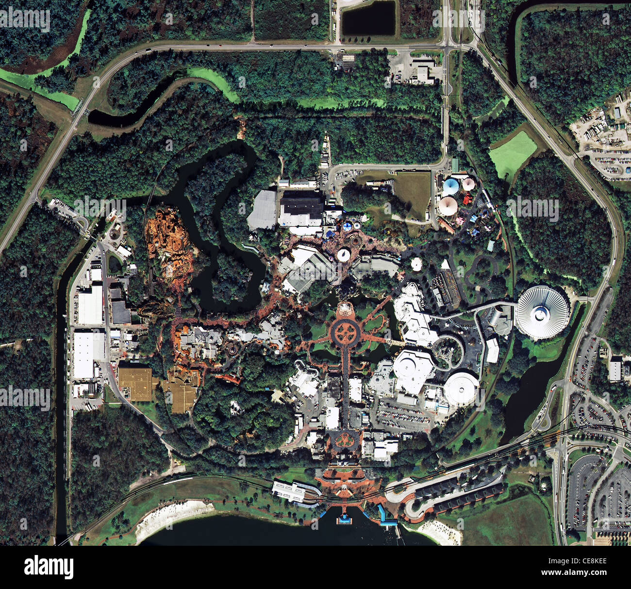 Mappa foto aeree Magic Kingdom Park Resort Walt Disney World vicino a Orlando in Florida Foto Stock