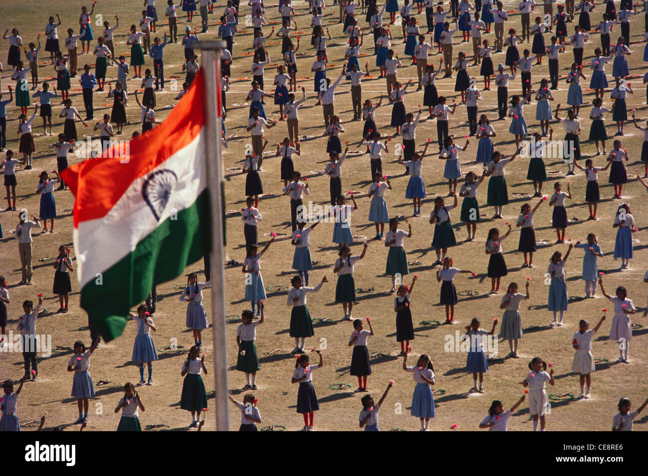 Il servizio SNS 81526 : bandiera indiana volare il giorno dell'indipendenza ; india Foto Stock