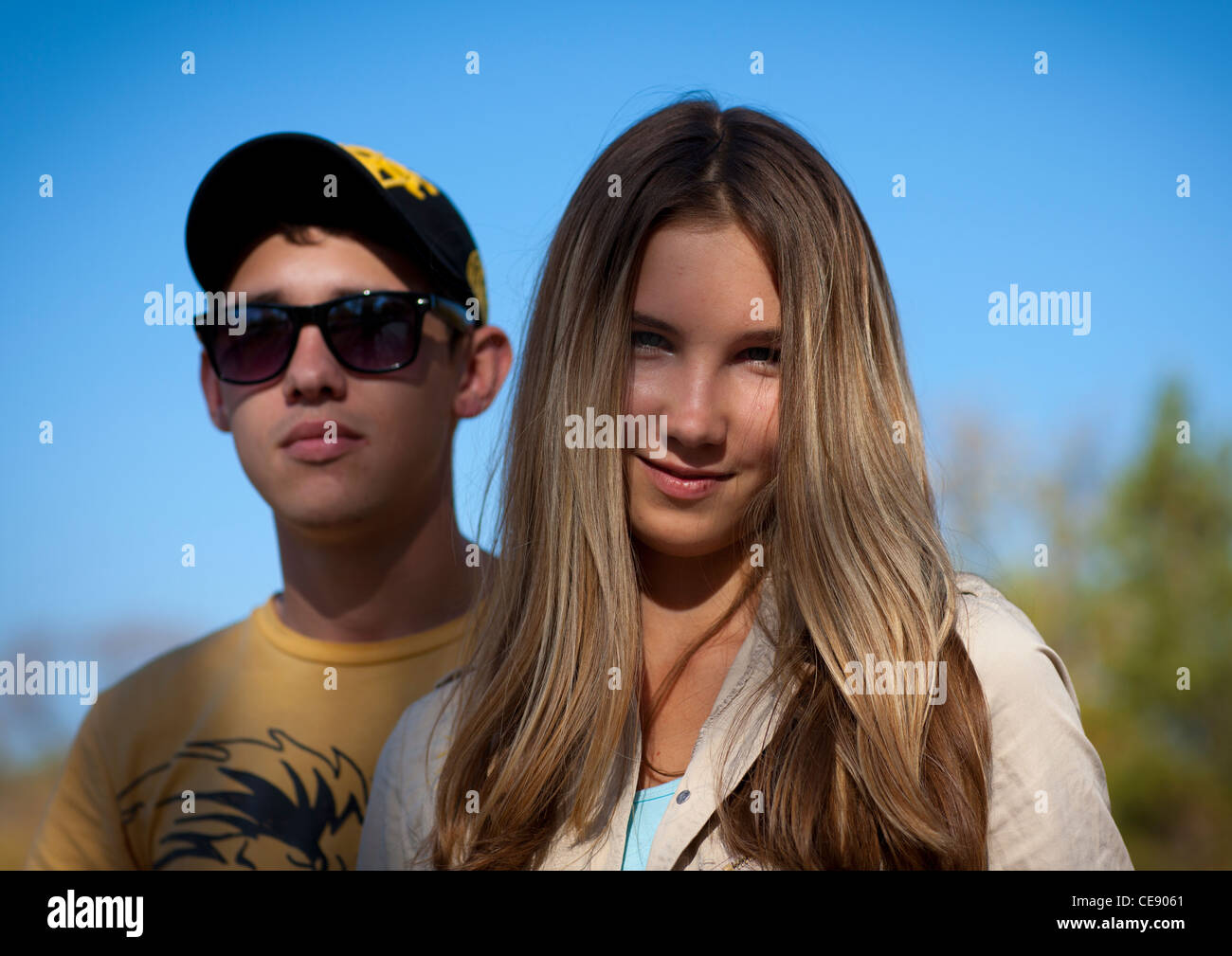 Russi etnici adolescenti, Astana, Kazakistan Foto Stock