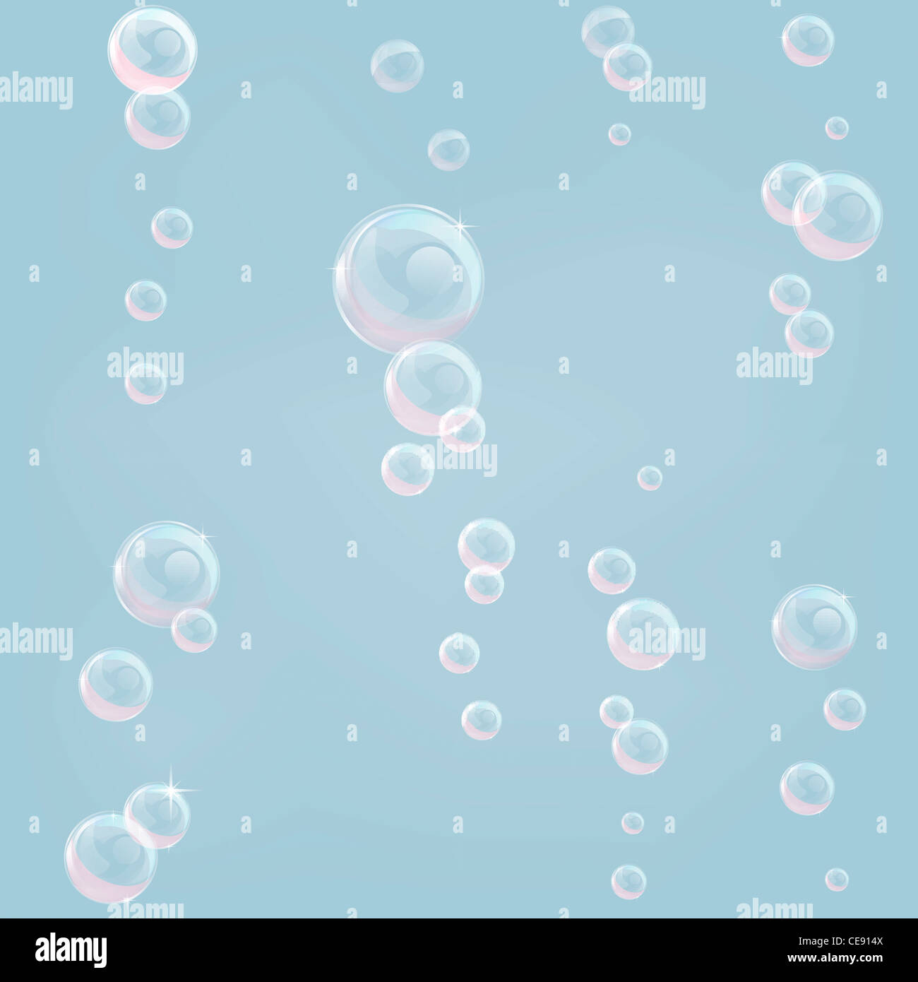 Illustrazione di bolle galleggianti in ruscelli come attraverso un liquido. Piastrella sarà perfettamente come sfondo. Foto Stock