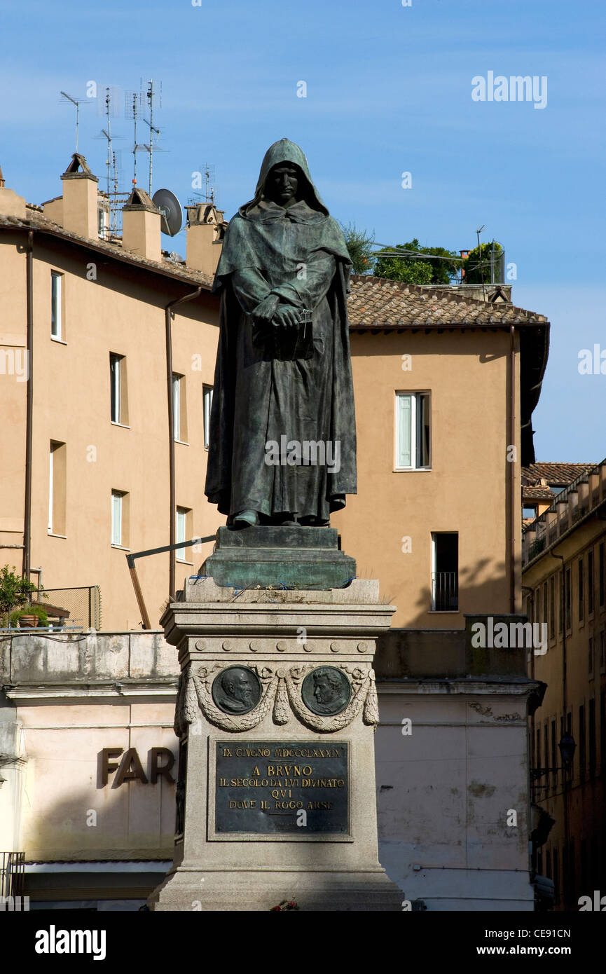 Giordano Bruno monumento, Campo de' Fiori, Piazza Roma, lazio, Italy Foto Stock
