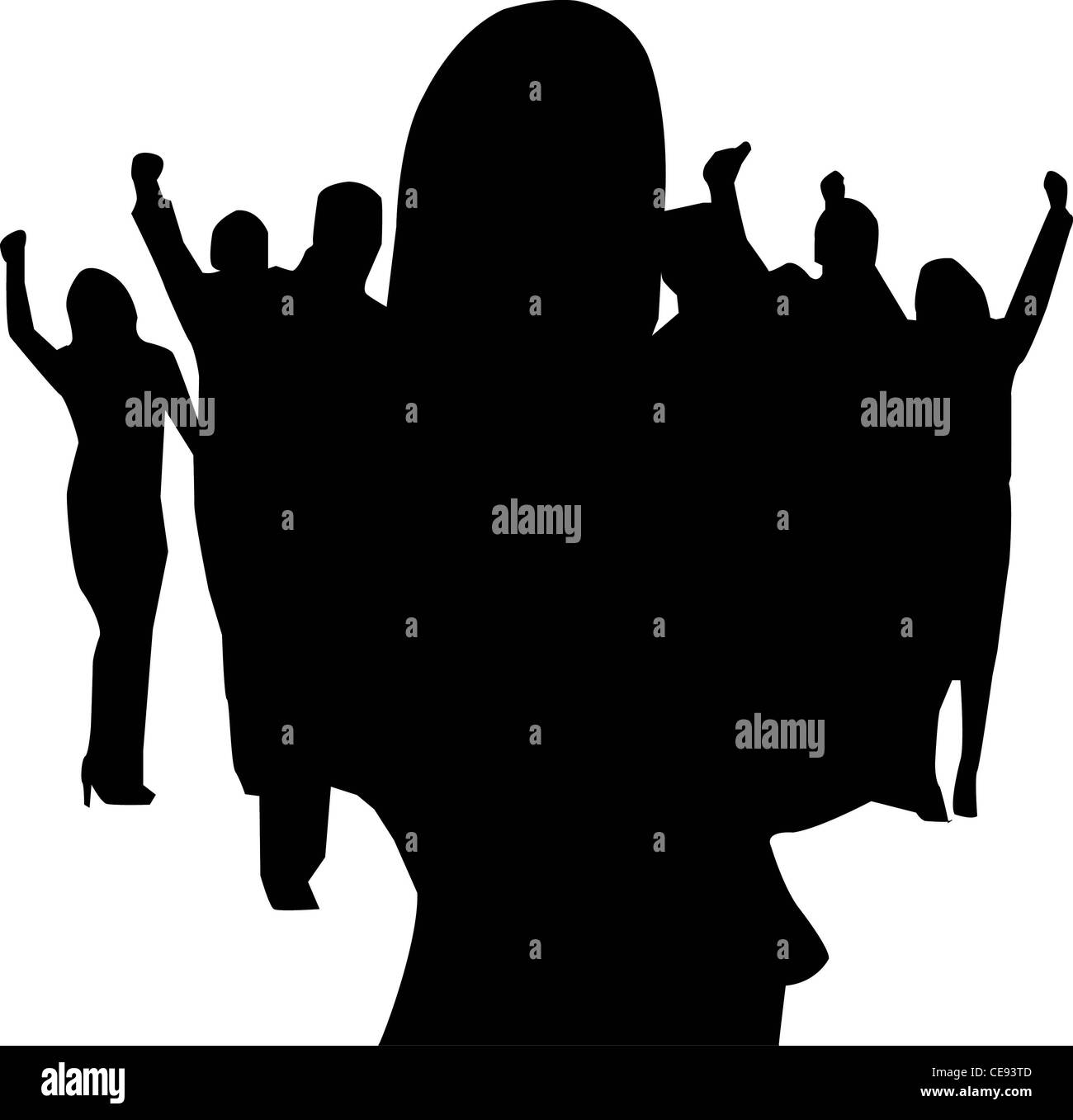 Silhouette di business persone festeggiare il successo boss centro manager Foto Stock