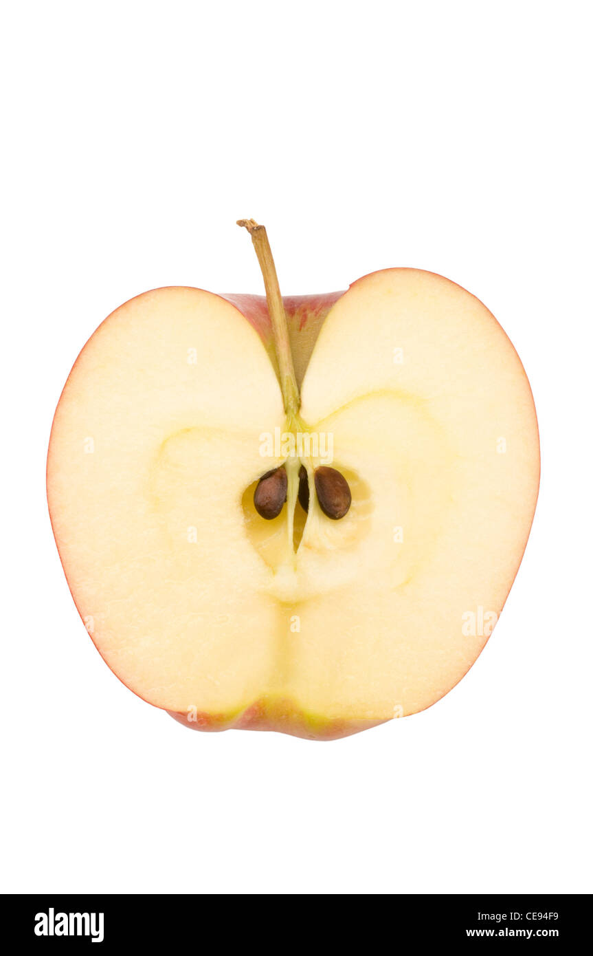 Fette di mela su bianco Foto Stock