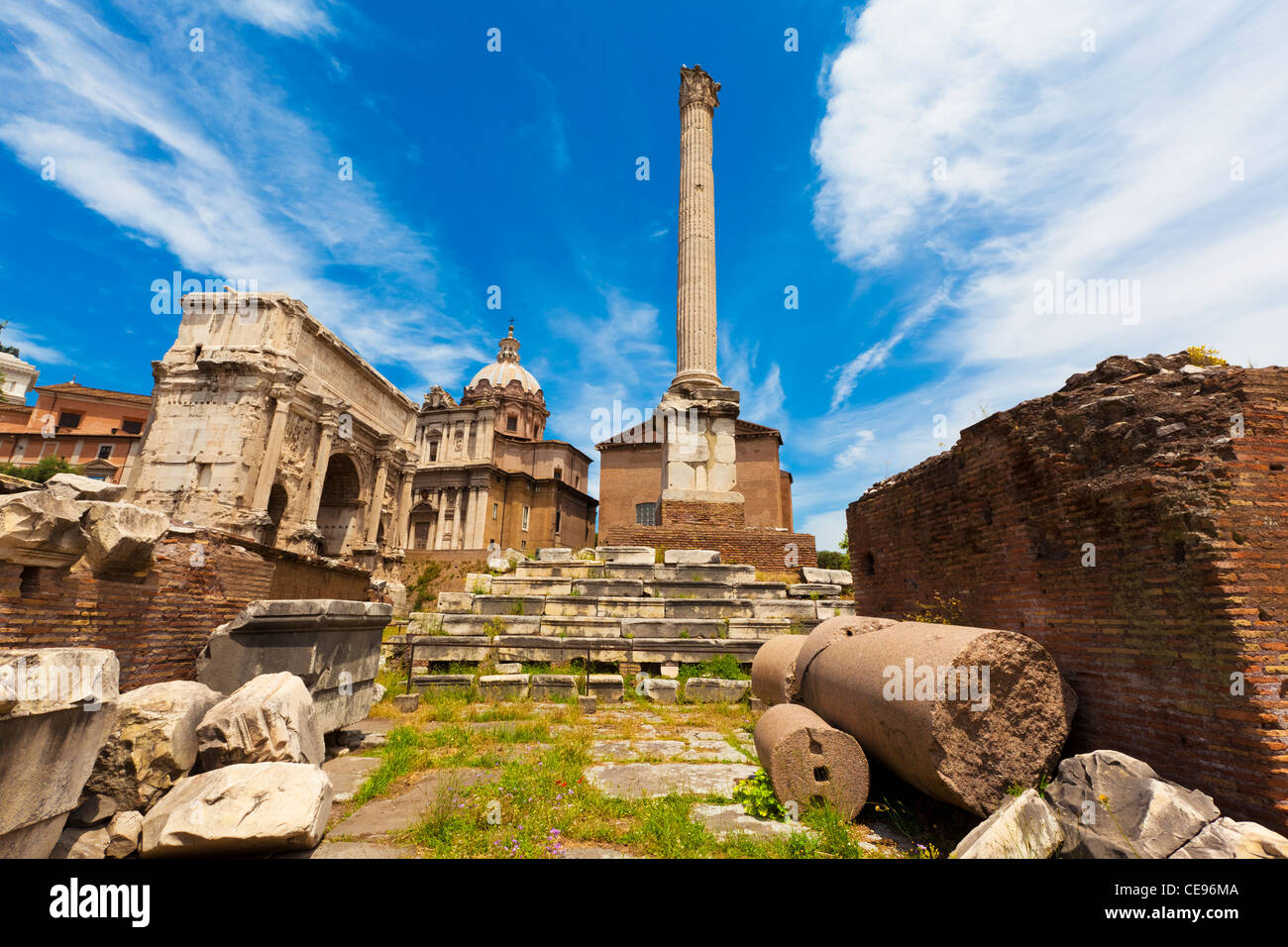 Il Foro Romano (Forum Romanum), Roma, Italia Foto Stock