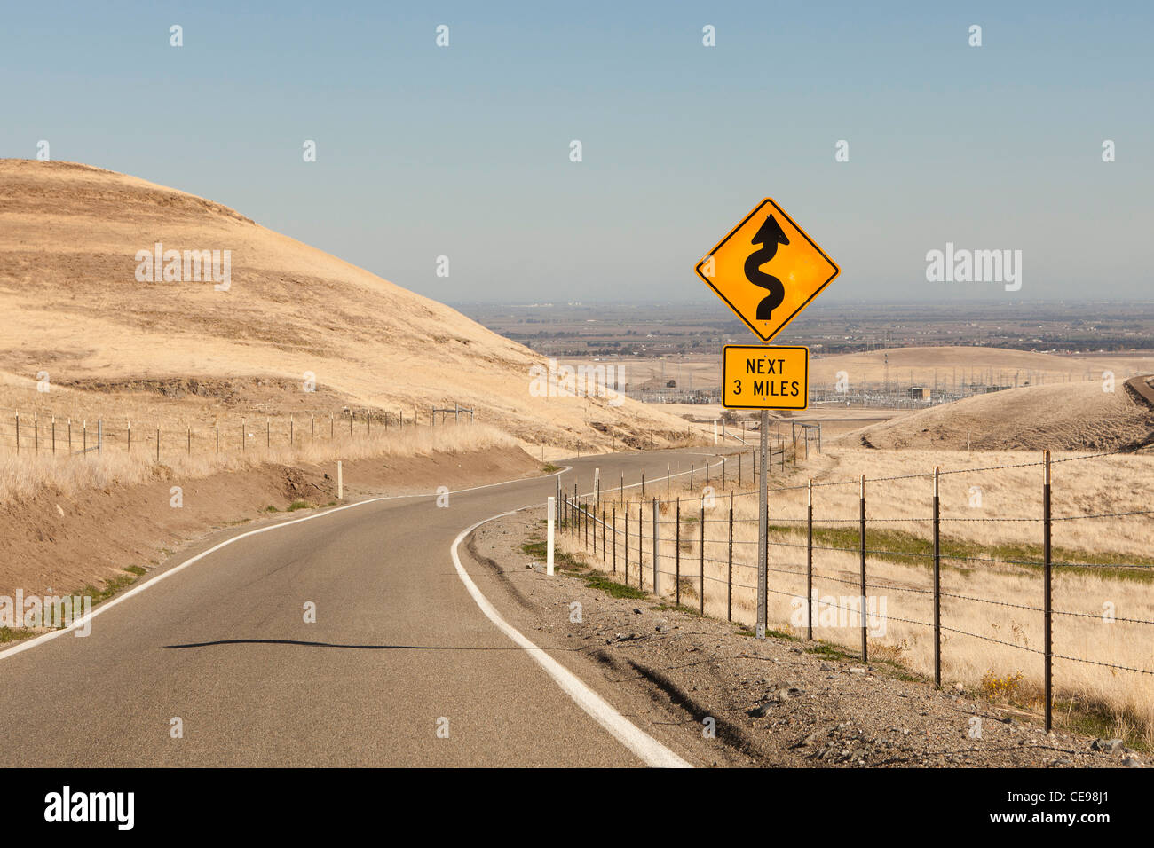 Winding Road Sign - California USA Foto Stock