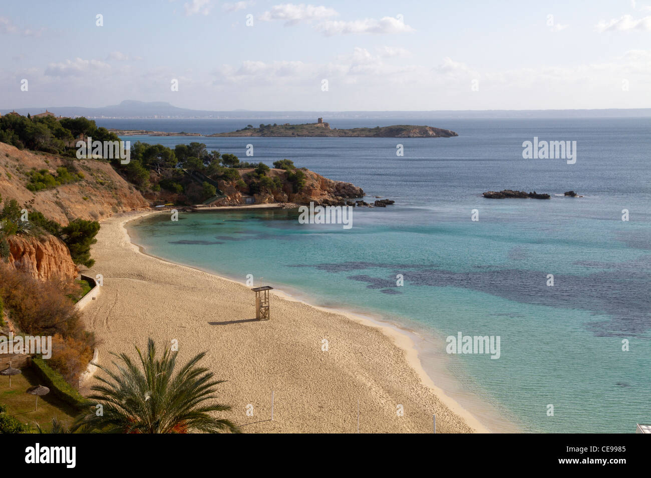 Sulla spiaggia di Portals Nous Maiorca Maiorca Isole Baleari Spagna Foto Stock
