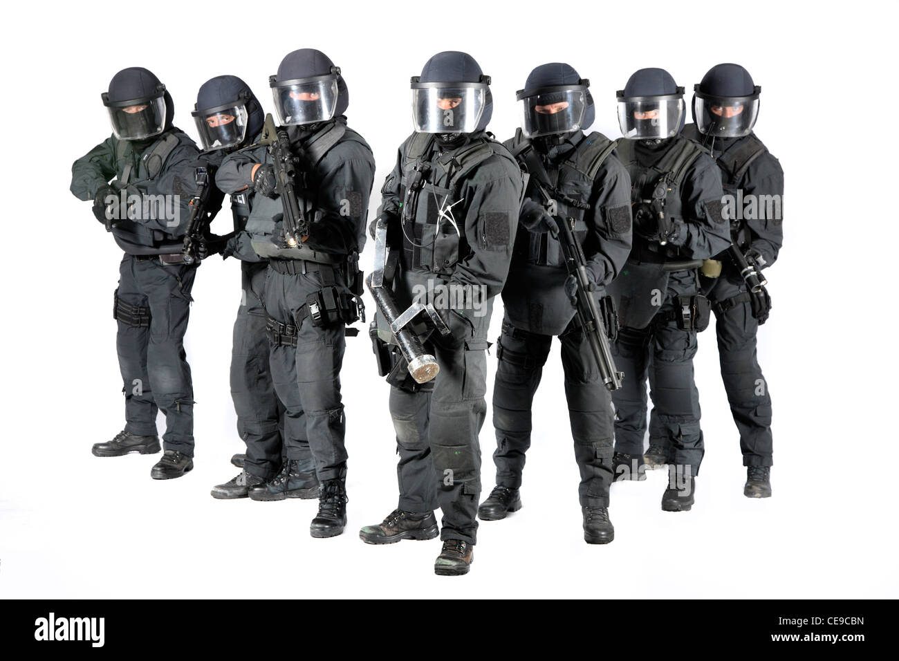 Cooperazione di polizia, SWAT team. Delle operazioni speciali di polizia, unità di lotta contro le forme gravi di criminalità organizzata, terrorismo, rapitori, contro la criminalità organizzata. Foto Stock