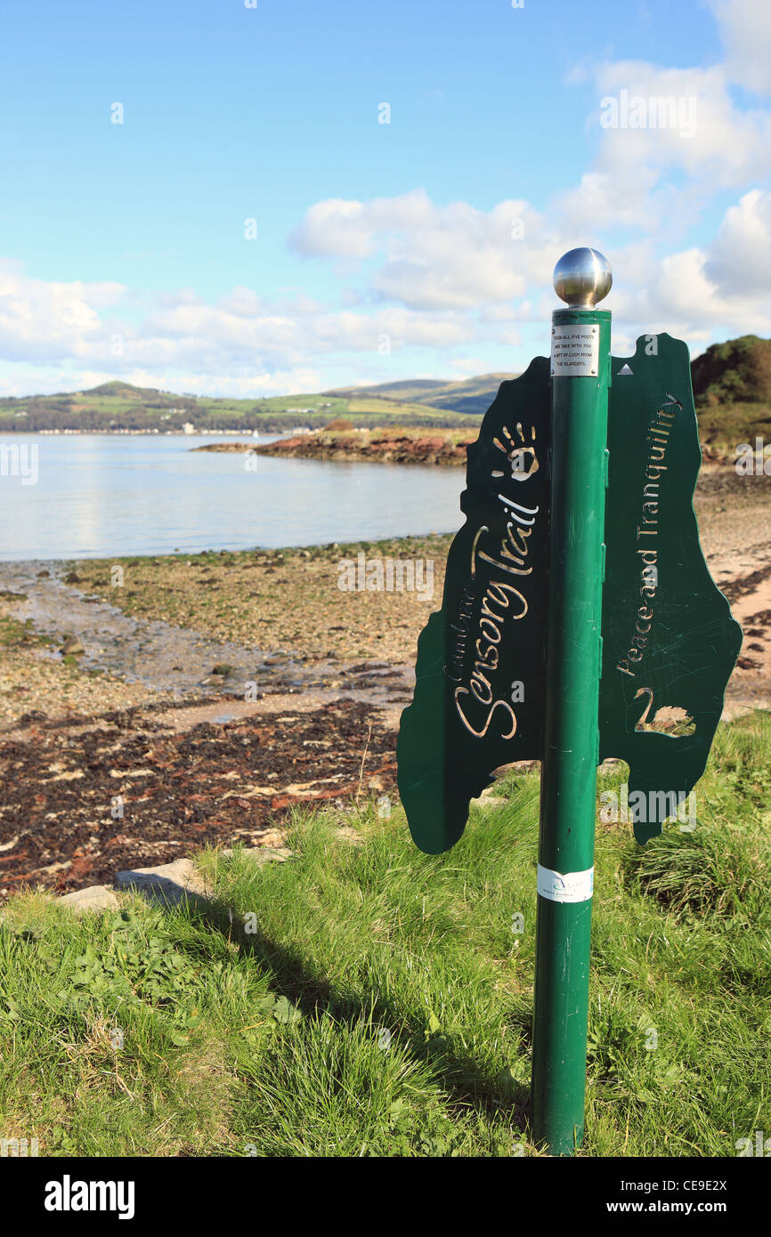 Percorso sensoriale marcatore sulla isola di Cumbrae nello Ayrshire Foto Stock