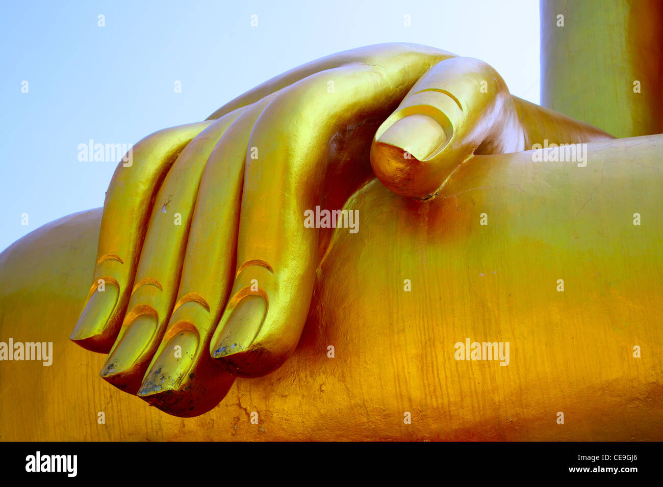 La mano del Buddha vicino. Della Thailandia Foto Stock