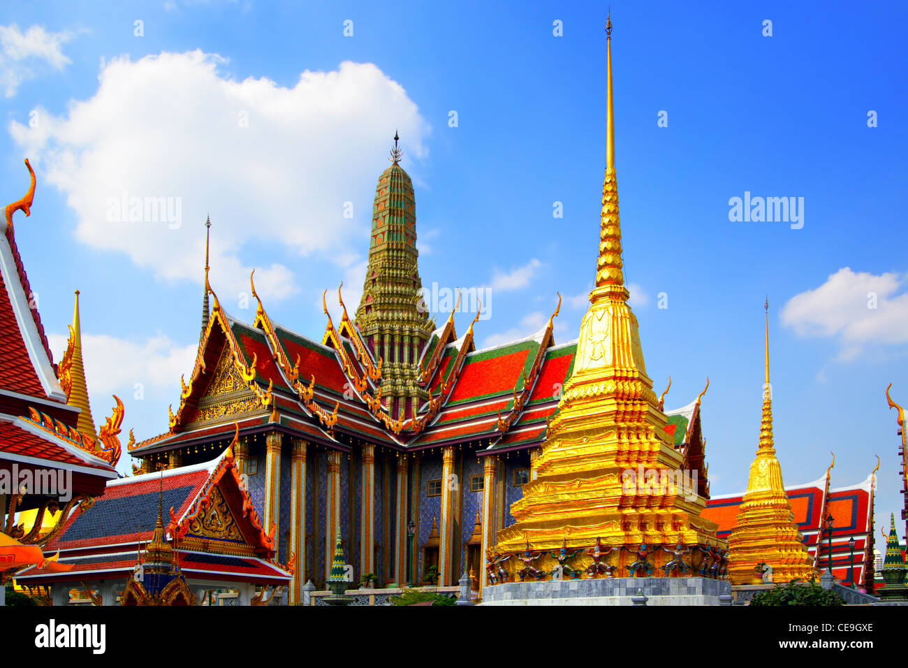Vista di Wat Phra Kaeo tempio. Bangkok. Thailandia. Foto Stock