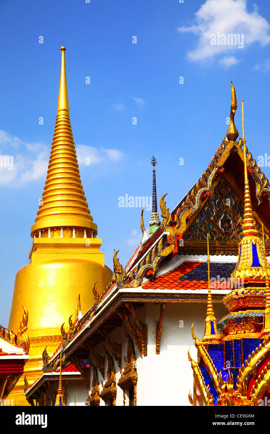 Vista di Wat Phra Kaeo tempio. Bangkok. Thailandia. Foto Stock