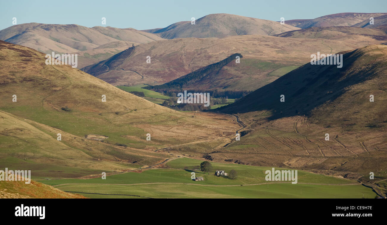 Paesaggio di colline Langholm, laminazione frontiera scozzese sulle colline vicino a Langholm Scozia, Regno Unito Foto Stock