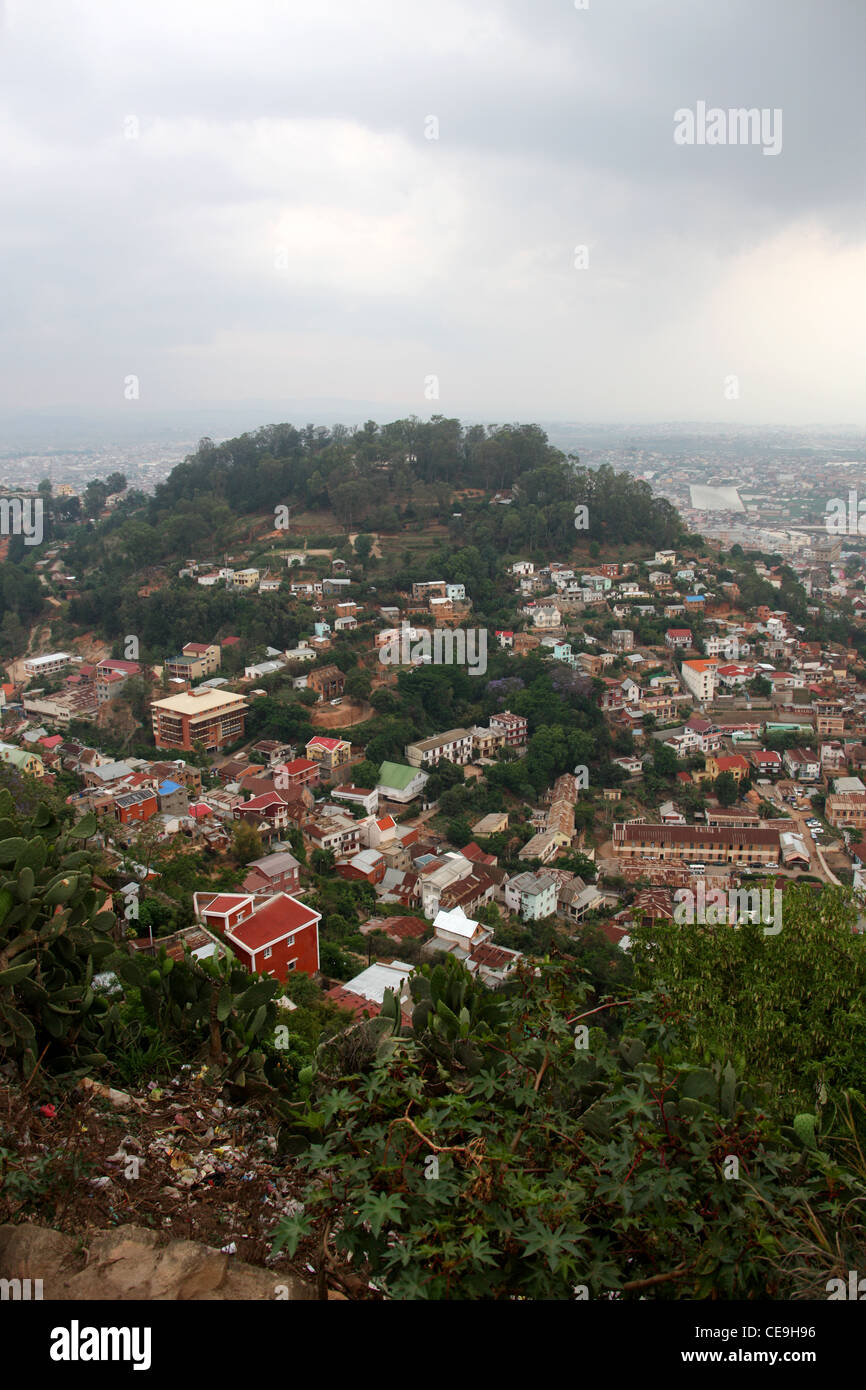 Antananarivo, la capitale del Madagascar, Africa. Una vista dalla Queen's Palace. Foto Stock