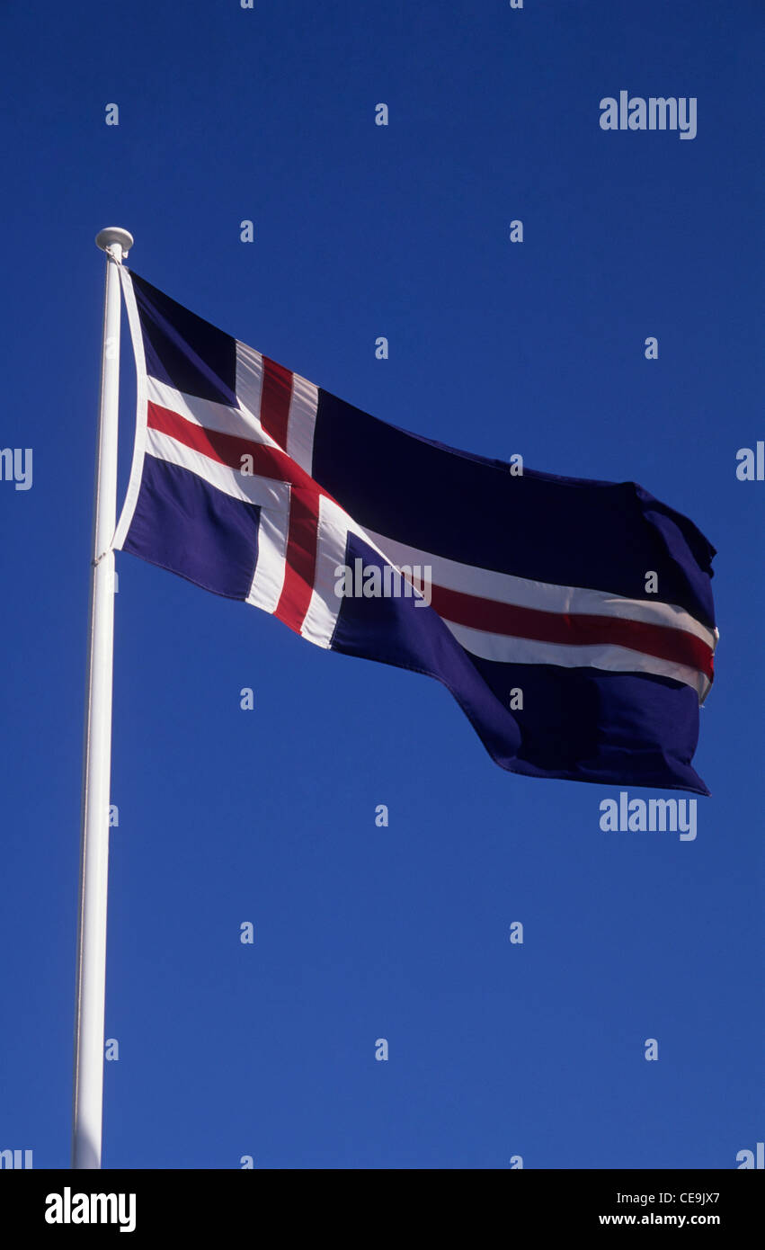 Bandiera nazionale dell'Islanda. Foto Stock