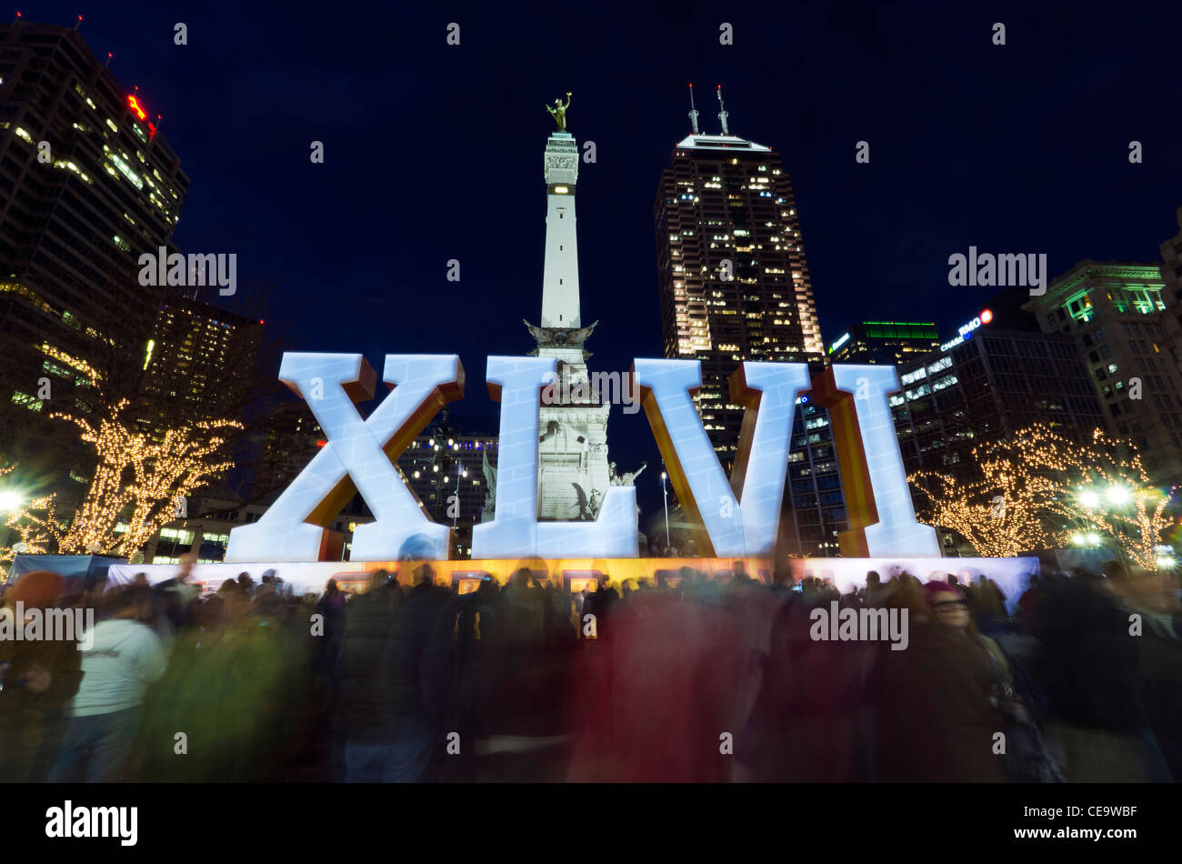 Superbowl, Monument Circle, Indianapolis, 1 febbraio, 2012 Foto Stock