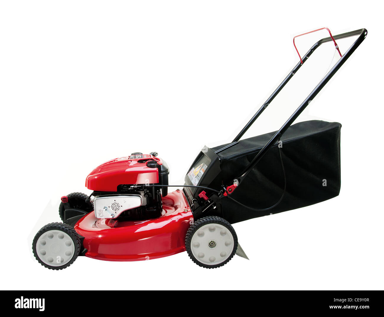 Tosaerba su sfondo bianco Foto Stock