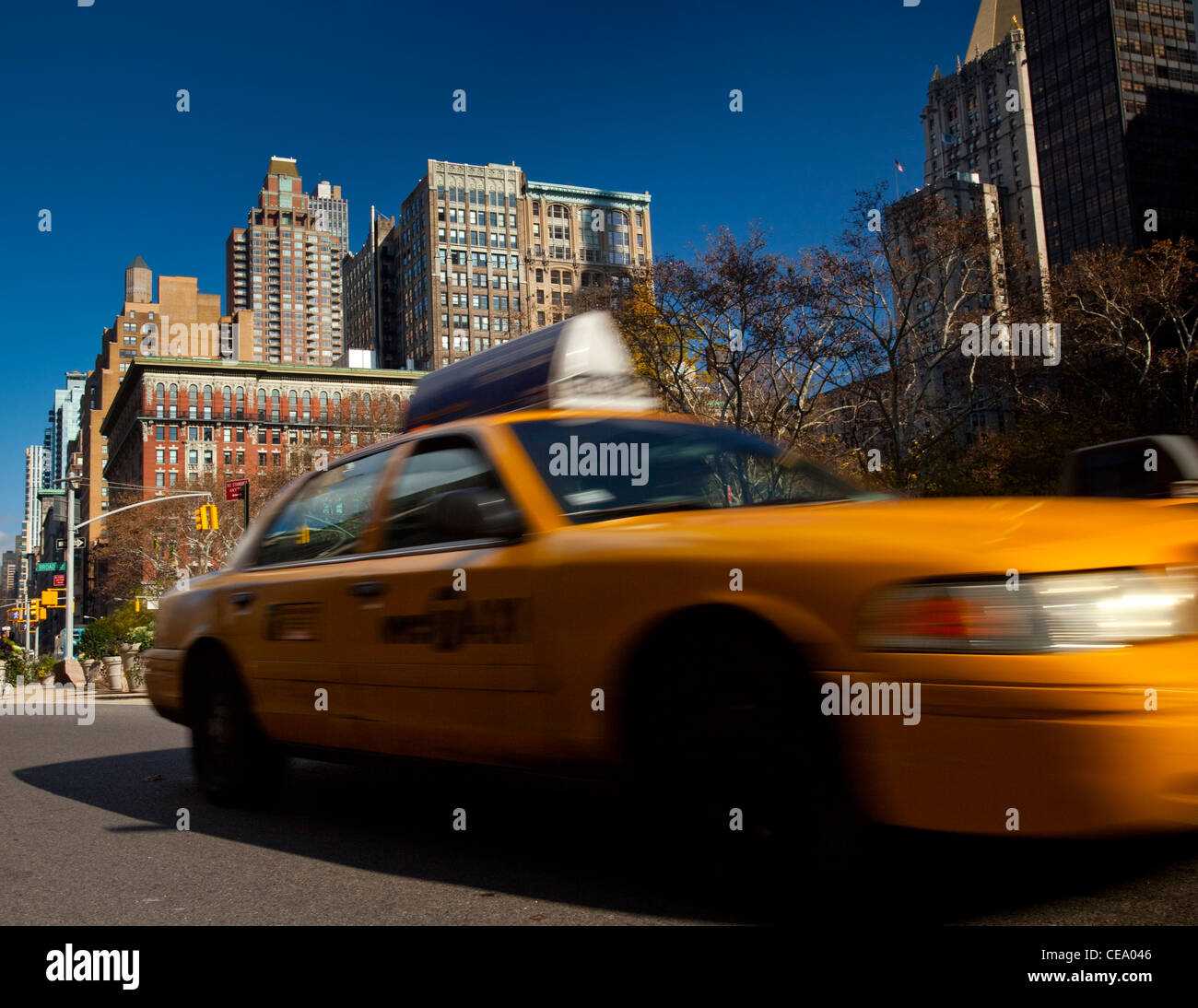 Tradizionale giallo NYC taxi, STATI UNITI D'AMERICA Foto Stock