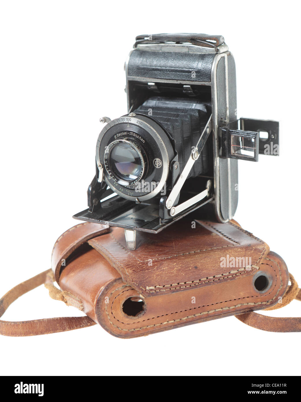 Un 1930 tedesco-realizzato Welta Perle fotocamera con un otturatore Compur e Steinheil di Monaco di Baviera f2.9 Anastigmat (Cassar?) la lente Foto Stock