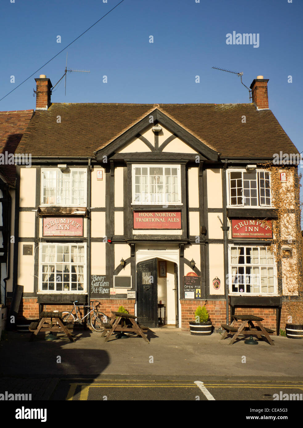 Il centro storico della città mercato di Evesham in Worcestershire, Inghilterra. Foto Stock