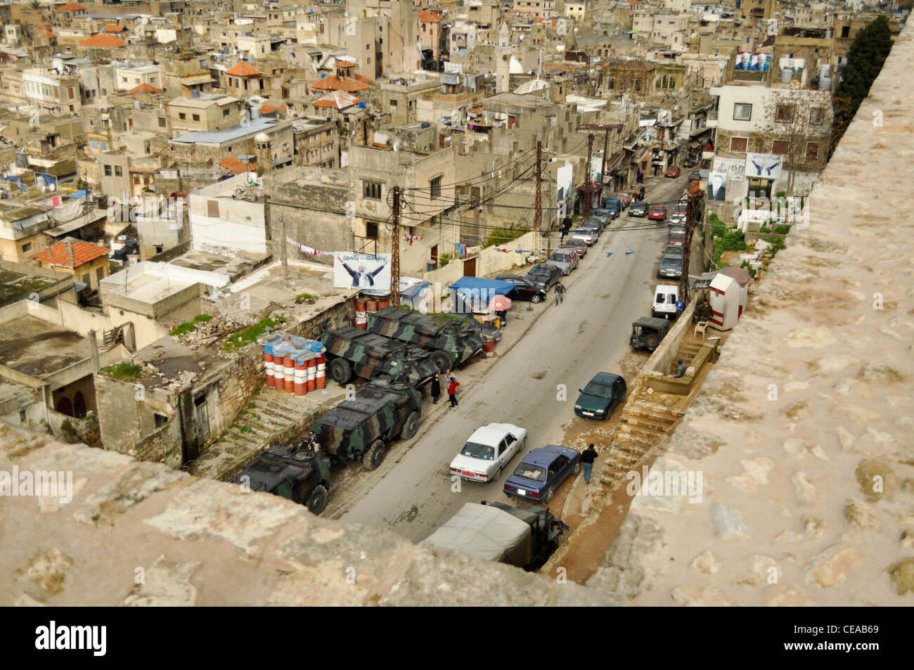 Tripoli, Libano le forze armate (esercito) in strada Foto Stock