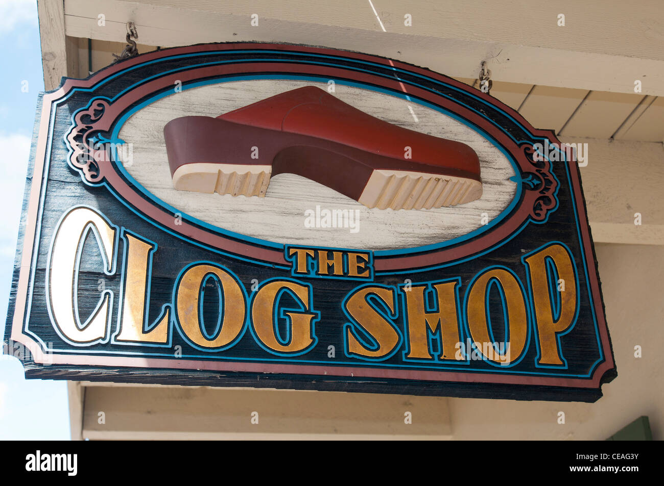 Il intasare shop segno, St George Street, St Augustine, Florida, Stati Uniti, Nord America, STATI UNITI D'AMERICA Foto Stock