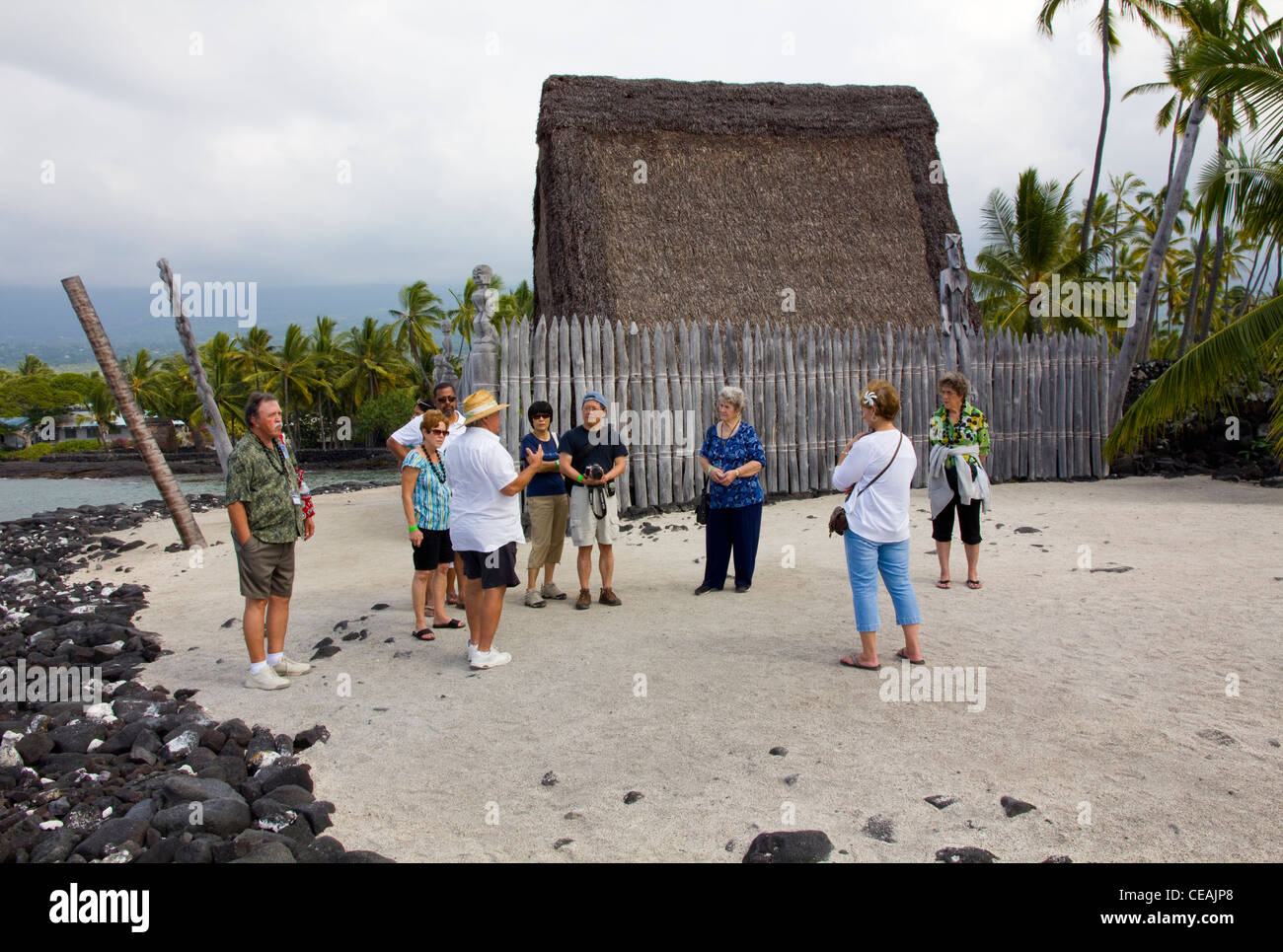 Pu'uhonua O Honaunau National Historical Park, Costa di Kona, Big Island delle Hawaii, Foto Stock